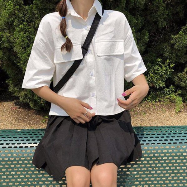 Button-Down Shirt With Half Sleeves