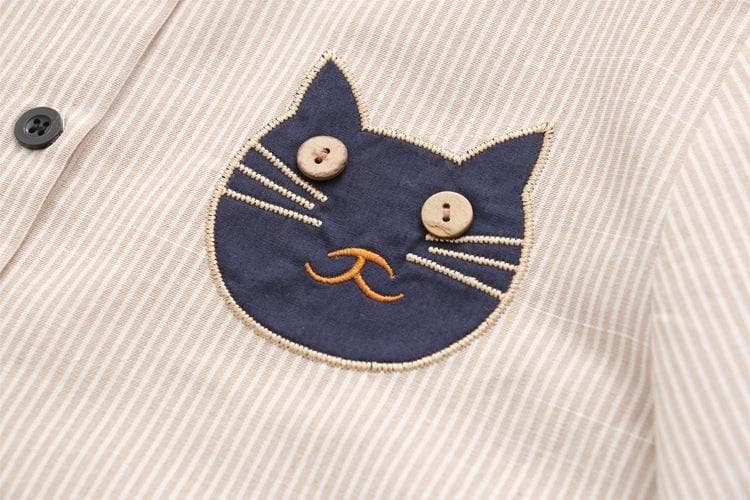 Striped Blouse With Kitties