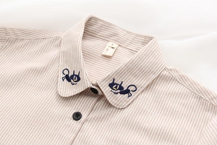 Striped Blouse With Kitties