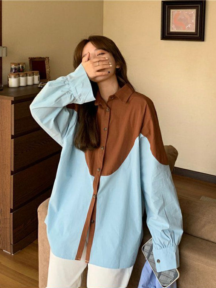 Oversized Vintage Patchwork Shirt/Blouse With Buttons