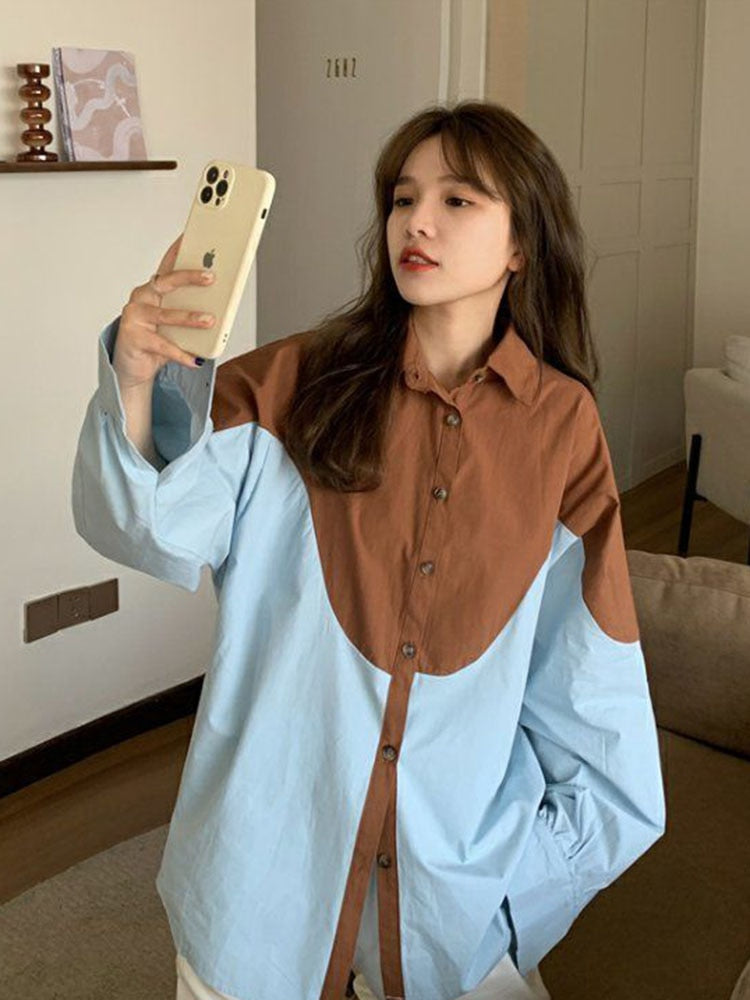 Oversized Vintage Patchwork Shirt/Blouse With Buttons