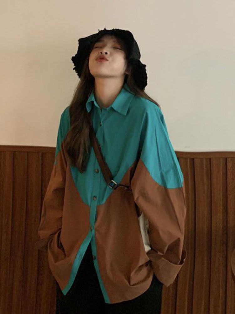 Oversized Vintage Patchwork Shirt/Blouse With Buttons