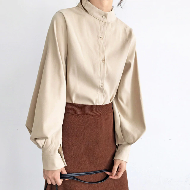 Vintage Style High Neck Blouse