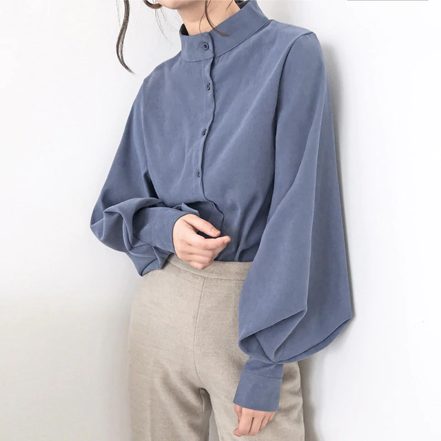 Vintage Style High Neck Blouse