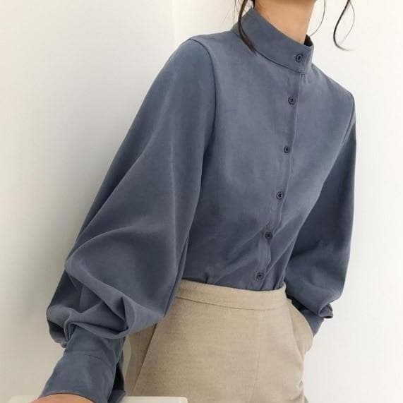 Vintage Style High Neck Blouse