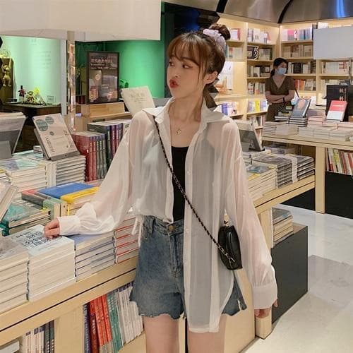 Button-Down Blouse With Side Hem Split