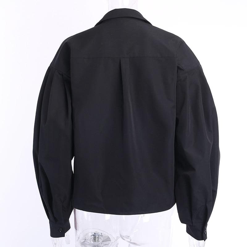 Button-Down Blouse With Puff Sleeves