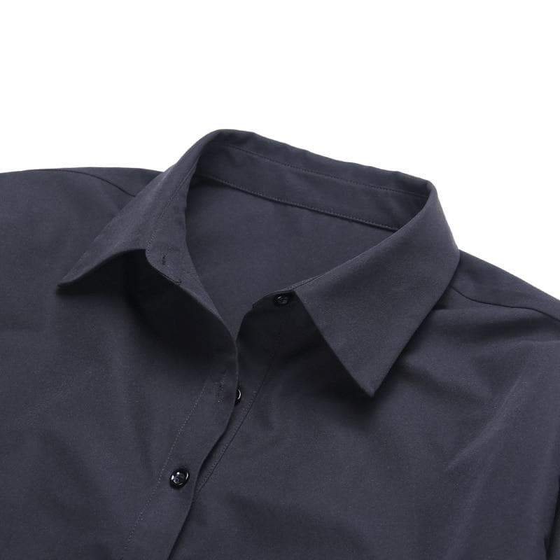 Button-Down Blouse With Puff Sleeves