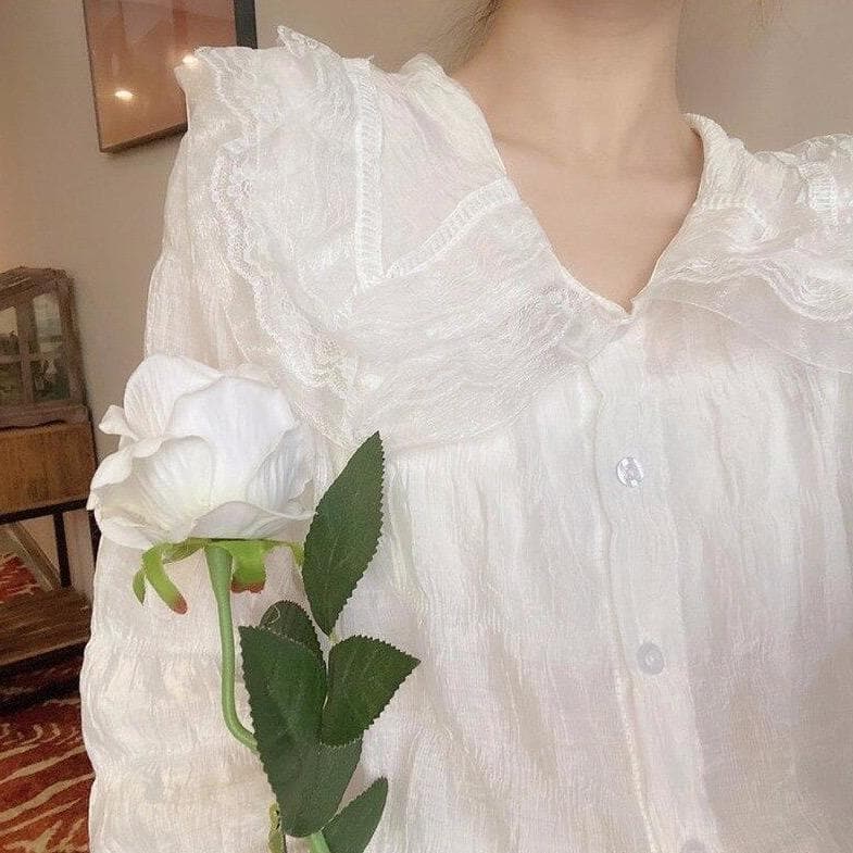 Vintage Lace Blouse With Ruffles