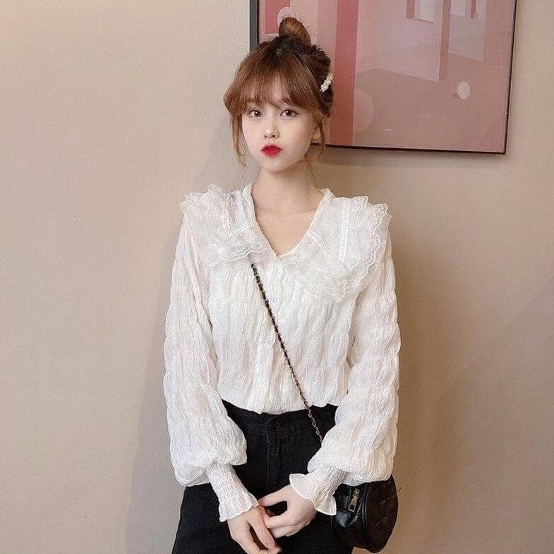 Vintage Lace Blouse With Ruffles