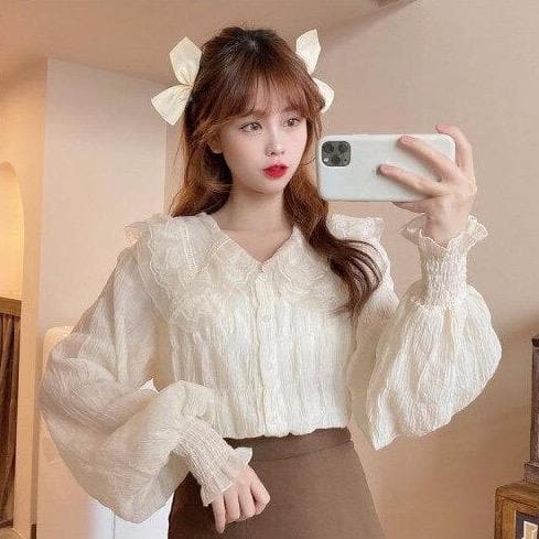 Vintage Lace Blouse With Ruffles