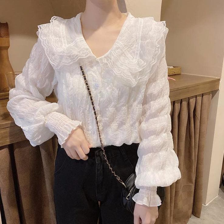 Vintage Lace Blouse With Ruffles