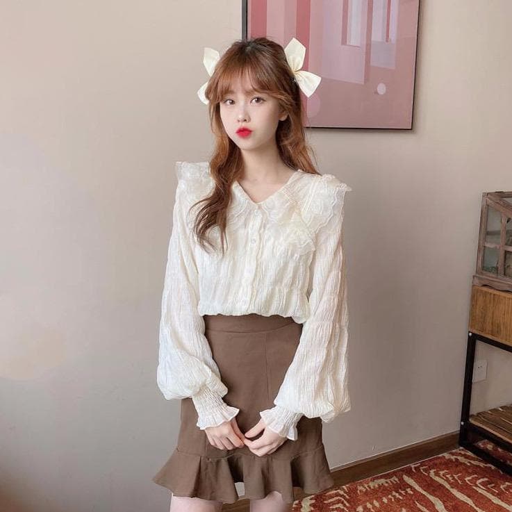 Vintage Lace Blouse With Ruffles