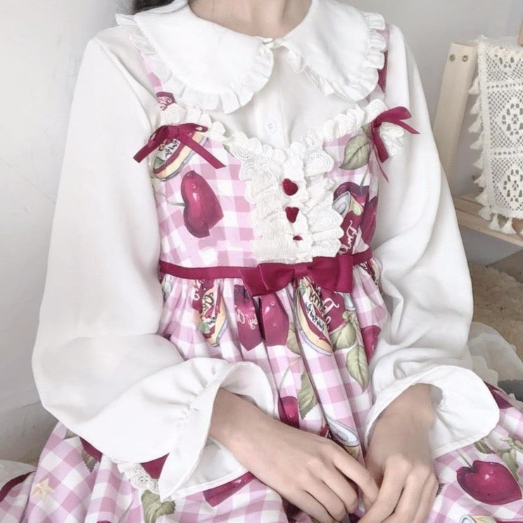 Button-Down Blouse With Lantern Sleeves And Frill Accents
