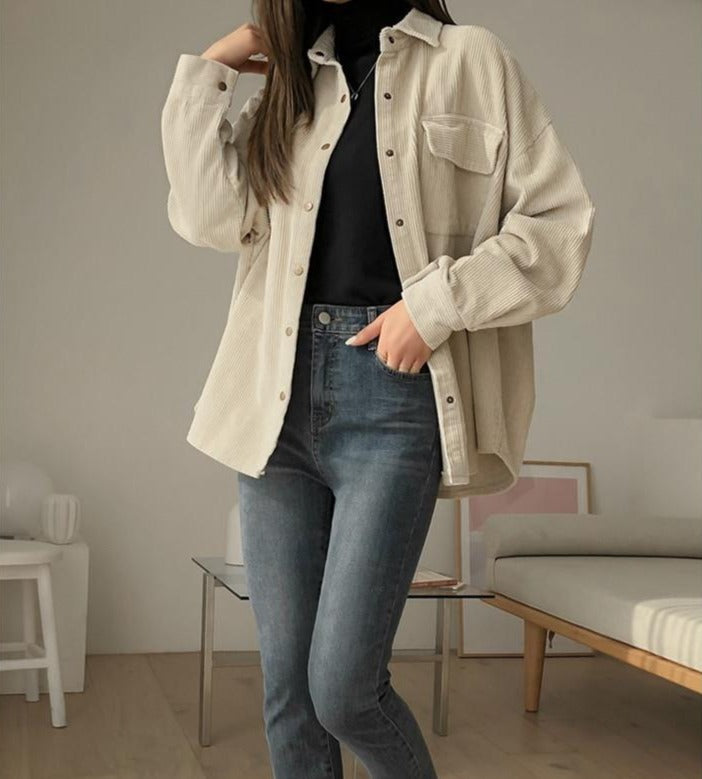 Corduroy Jacket With Turn-Down Collar