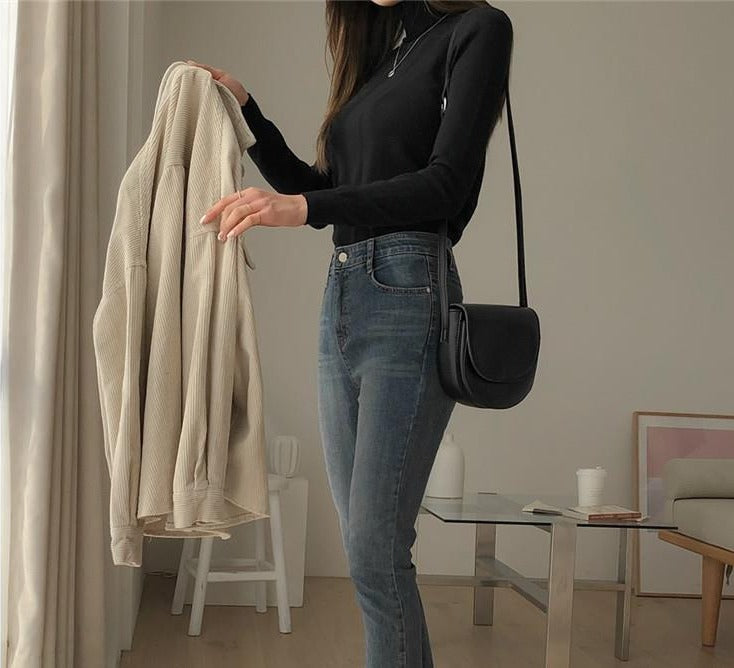 Corduroy Jacket With Turn-Down Collar