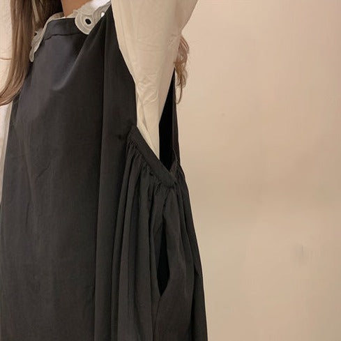 Outfit-Set: A-Line Dress + Blouse With Flare Sleeves