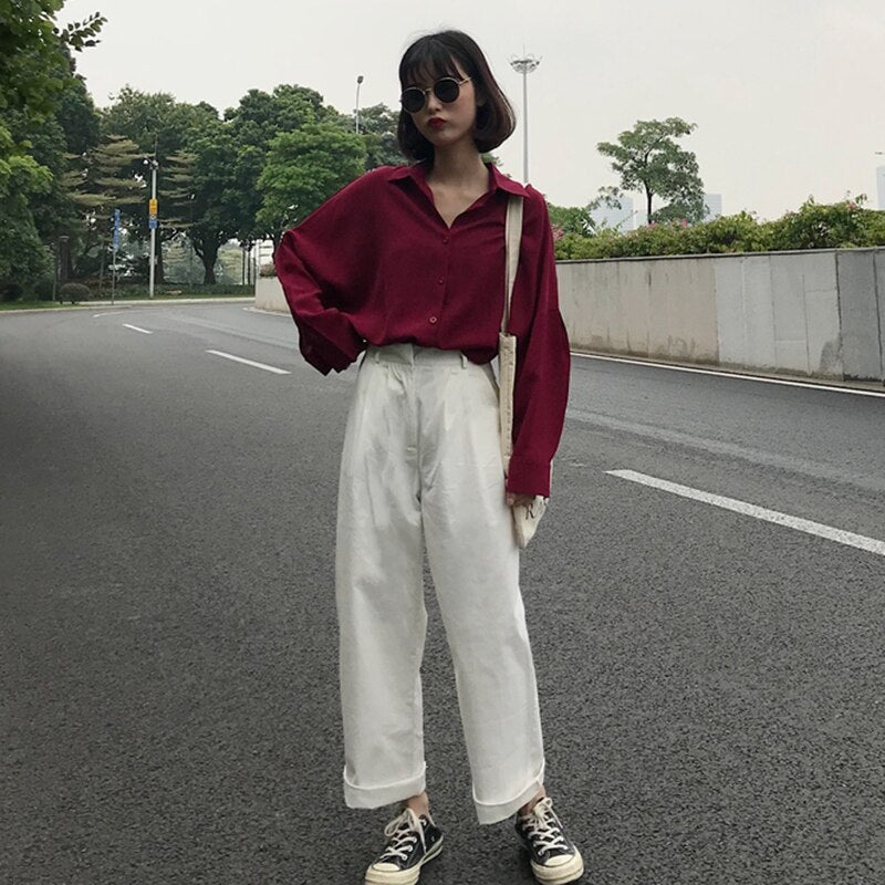 Loose-Fitting Chiffon Shirt
