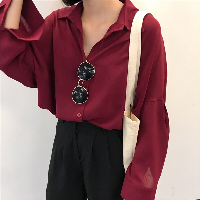 Loose-Fitting Chiffon Shirt