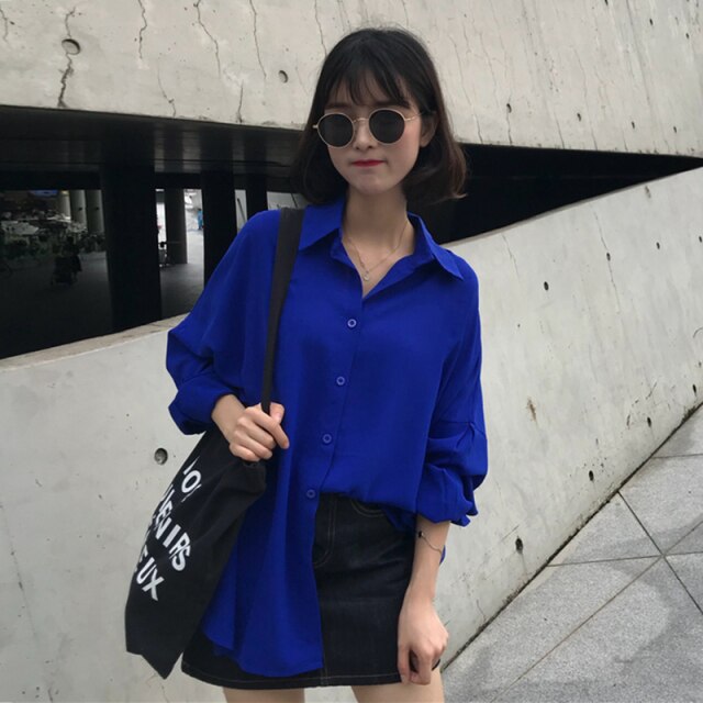 Loose-Fitting Chiffon Shirt