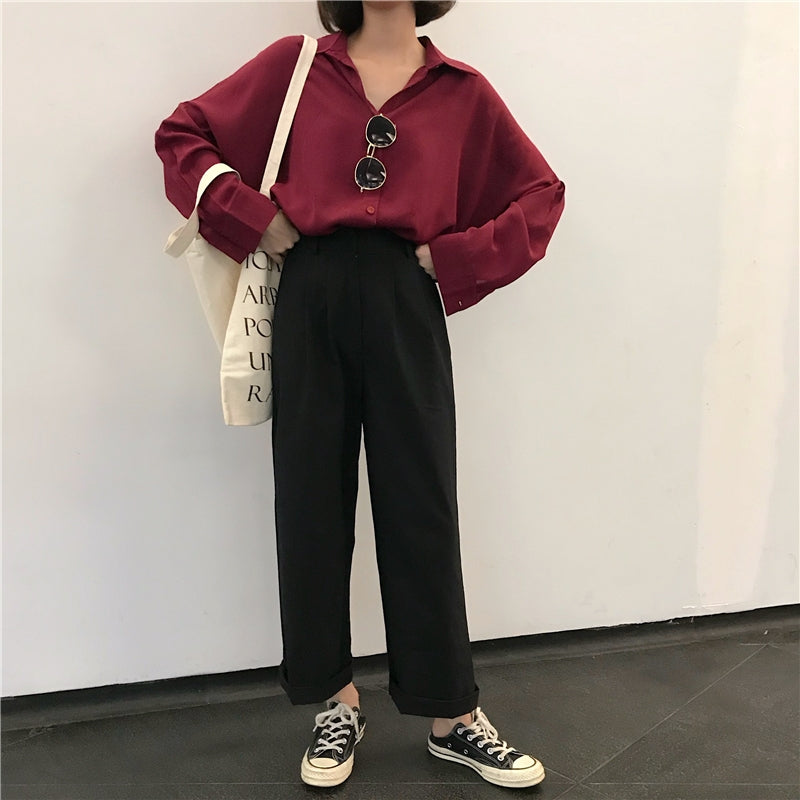 Loose-Fitting Chiffon Shirt