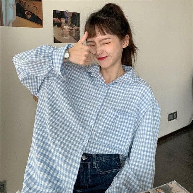 Plaid Shirt With Turn-Down Collar