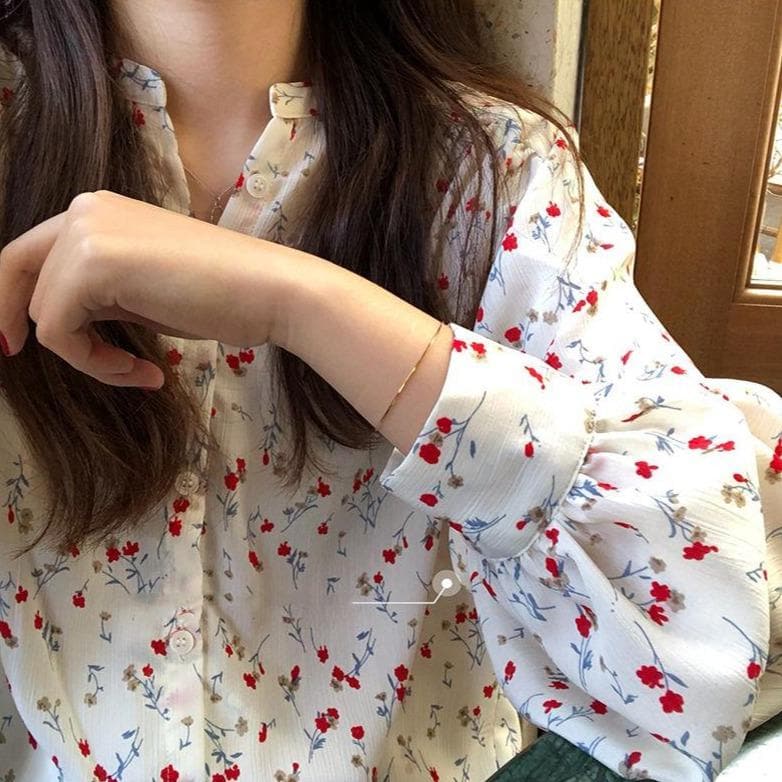 Button-Down Blouse With Floral Print