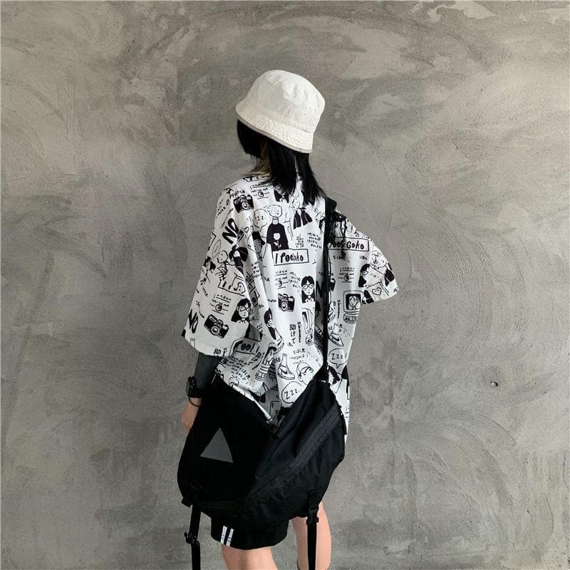 Collared Shirt With Comic Print