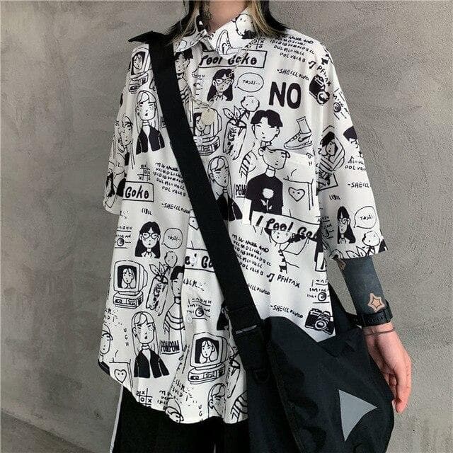 Collared Shirt With Comic Print