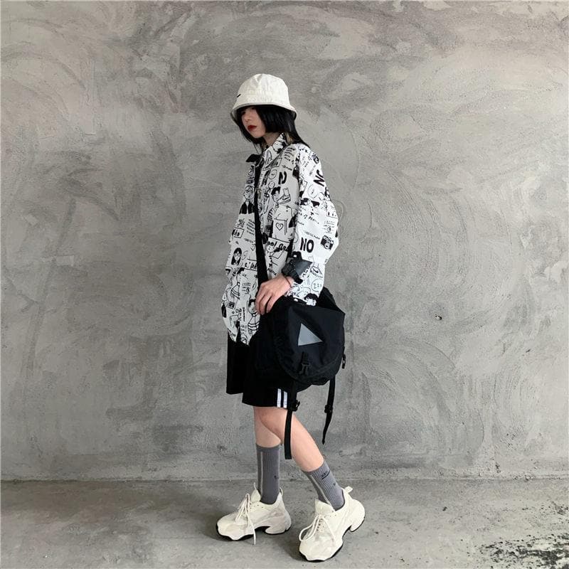Collared Shirt With Comic Print