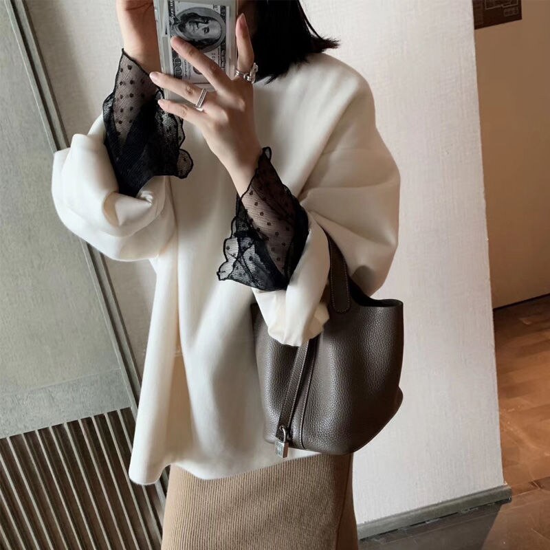 Transparent Blouse With Polka Dots And Flared Sleeves