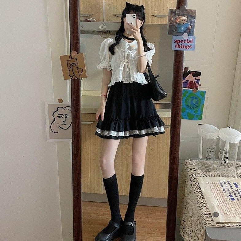 Outfit-Set: Cropped Blouse + Mini Skirt (Also Available Separately!)