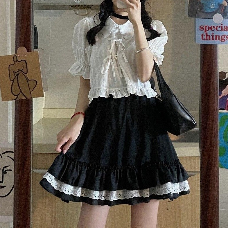 Outfit-Set: Cropped Blouse + Mini Skirt (Also Available Separately!)