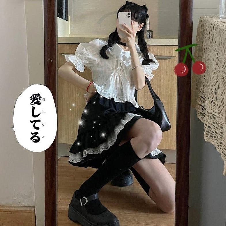 Outfit-Set: Cropped Blouse + Mini Skirt (Also Available Separately!)