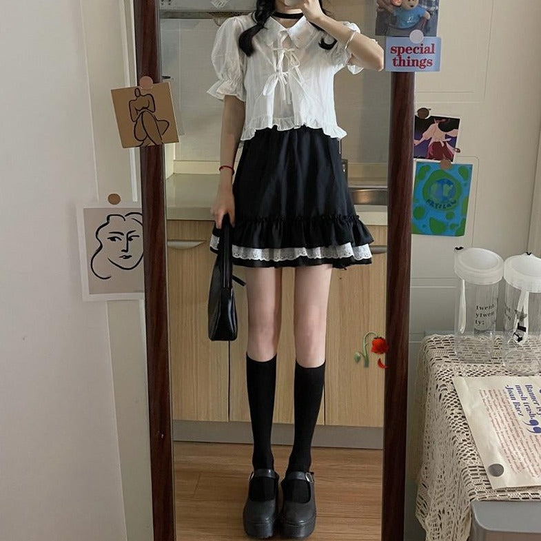 Outfit-Set: Cropped Blouse + Mini Skirt (Also Available Separately!)