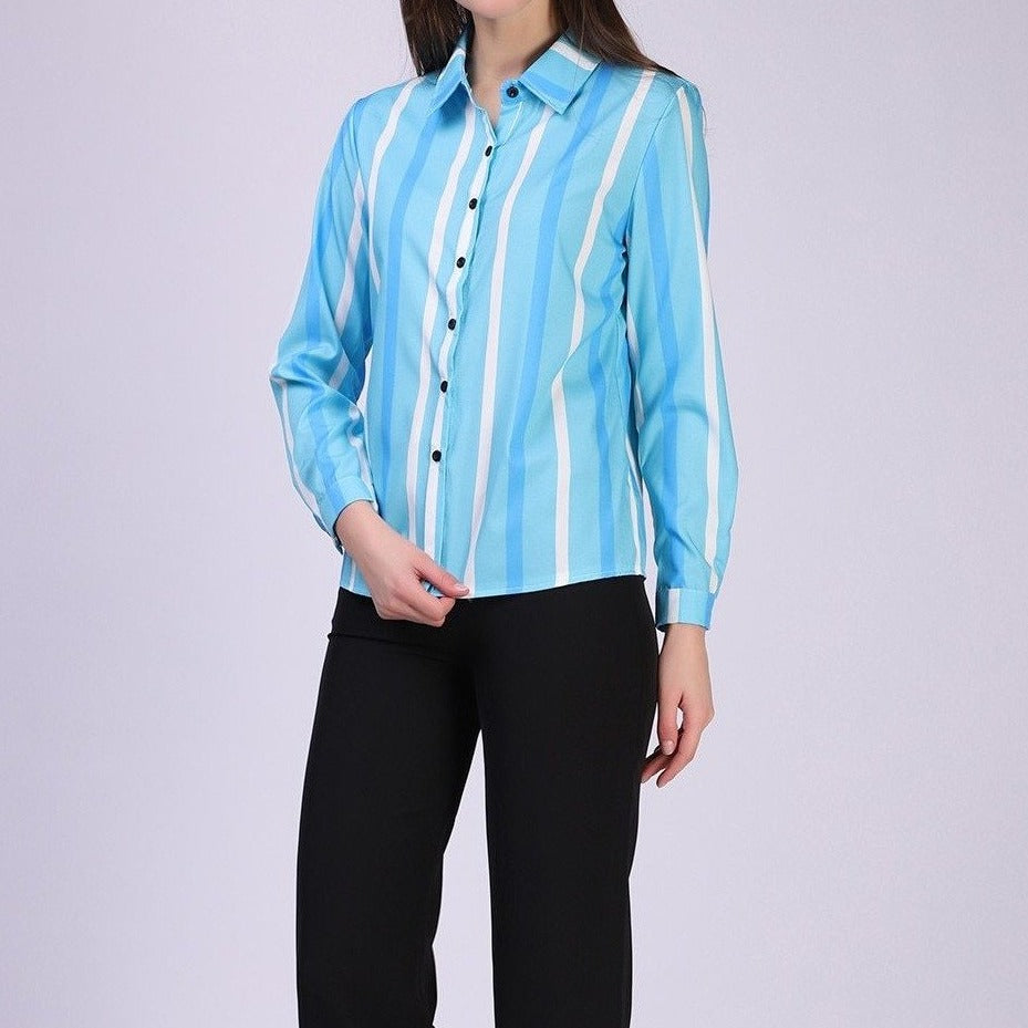 Button-Down Blouse With 3/4 Sleeves