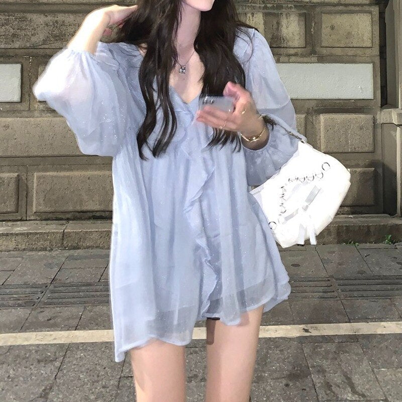 Transparent Blouse With Ruffles