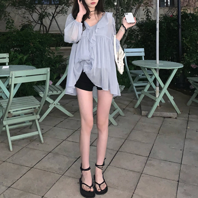 Transparent Blouse With Ruffles