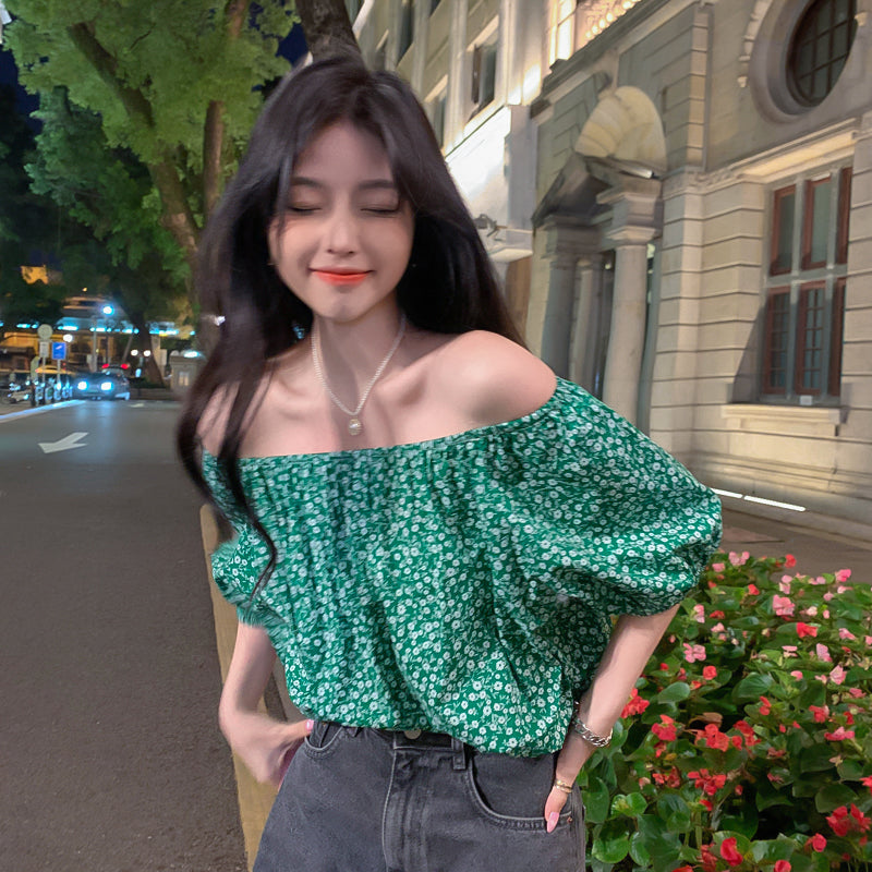Off-Shoulder Blouse With Floral Print