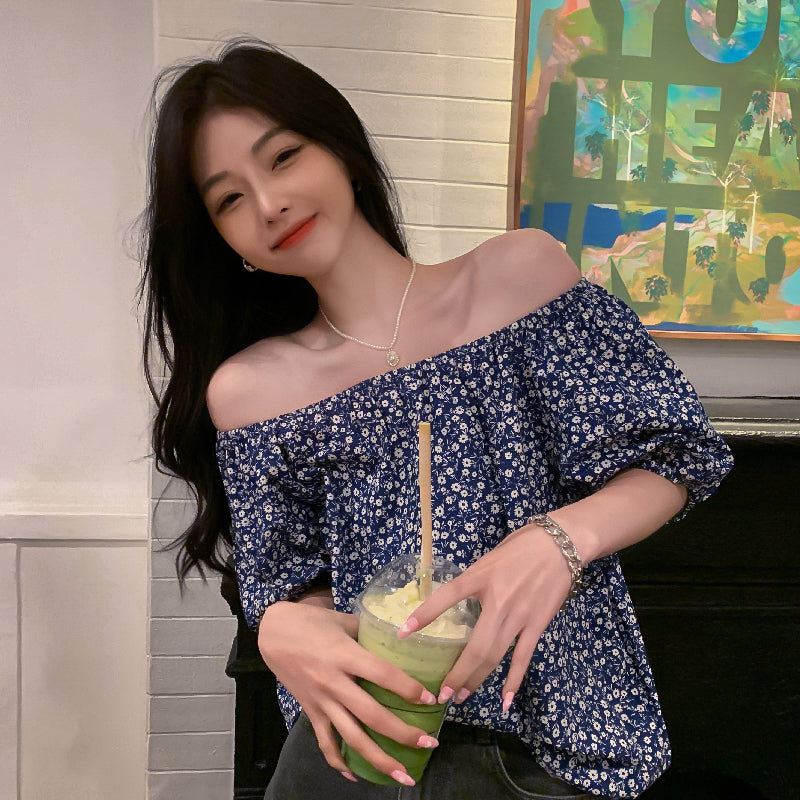 Off-Shoulder Blouse With Floral Print