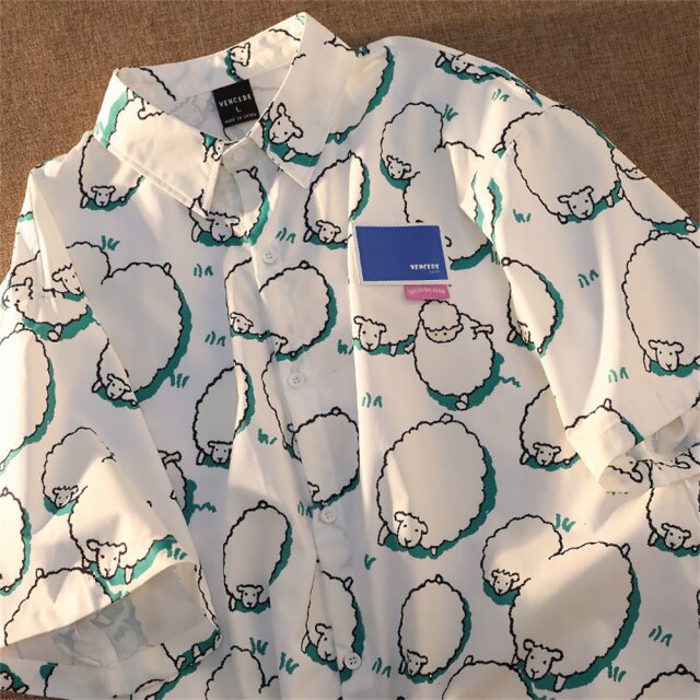 Button-Down Shirt With Sheep Print