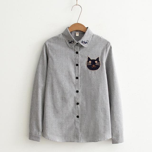 Striped Blouse With Kitties