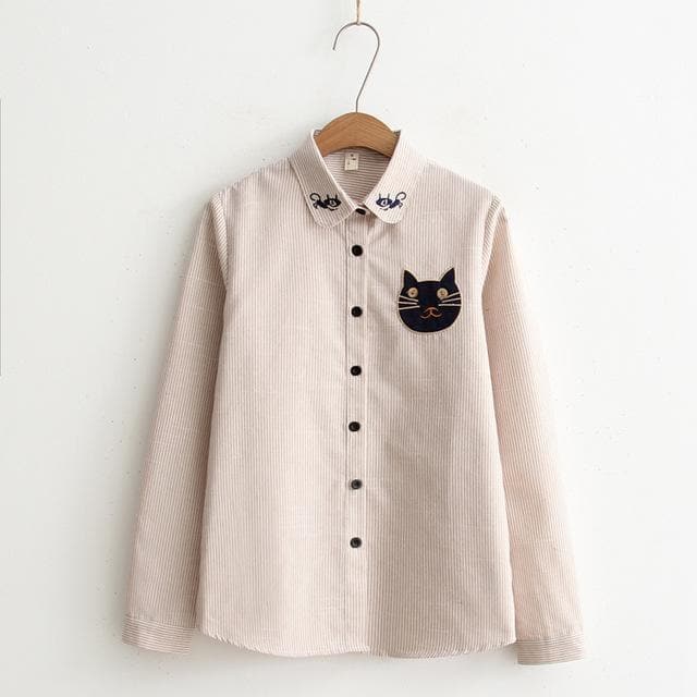 Striped Blouse With Kitties