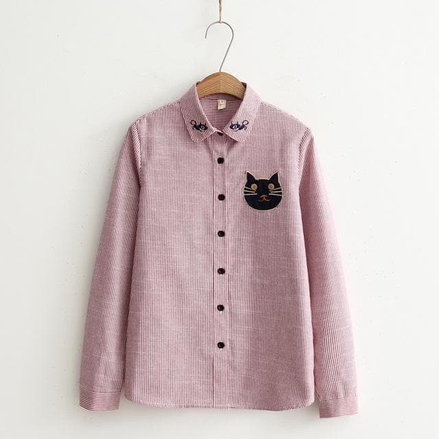 Striped Blouse With Kitties